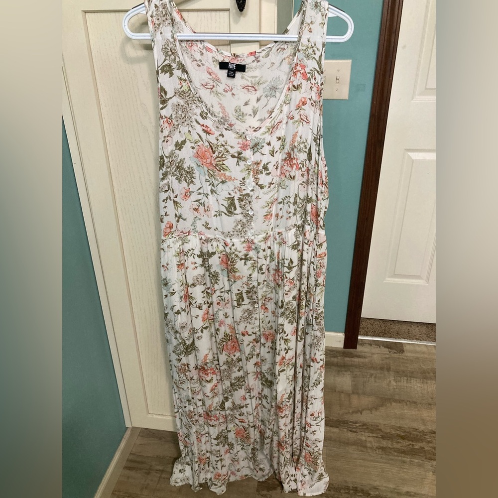 Frye Floral Maxi Dress in Pink and Green